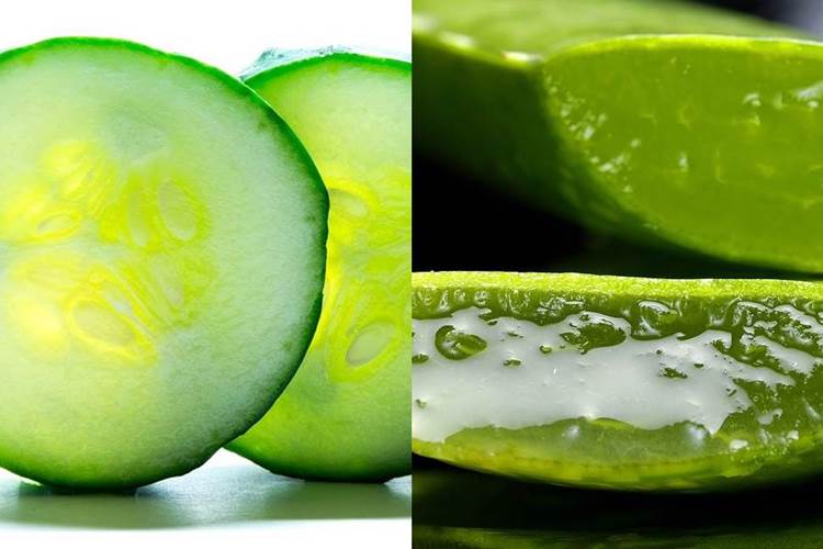 Aloe vera gel and cucumber mask for face