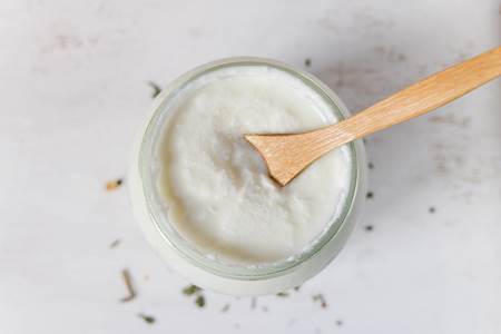 Face mask with green clay and yogurt